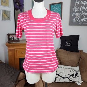 Nikki Textile Knitting Red Striped Top Size S